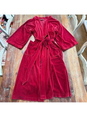 Christian Dior Vintage Men’s (Monsieur) Red Velour Robe One Size